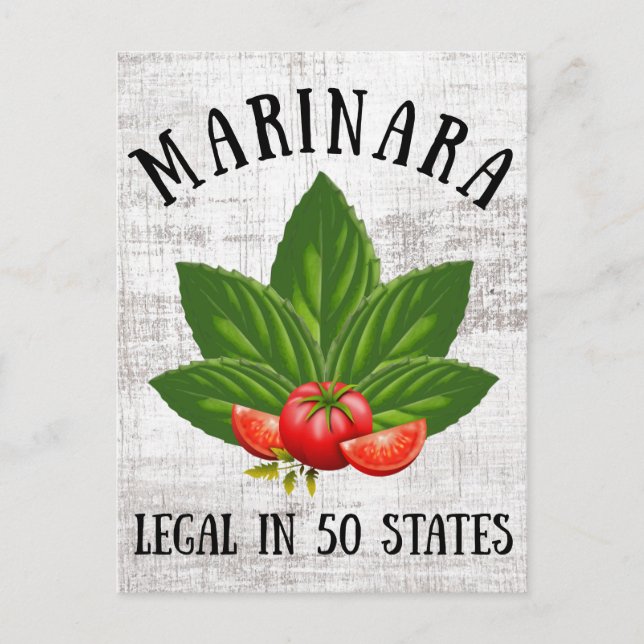 Cartão Postal De Festividades Marinara Legal em 50 Estados Basil e Tomates (Frente)