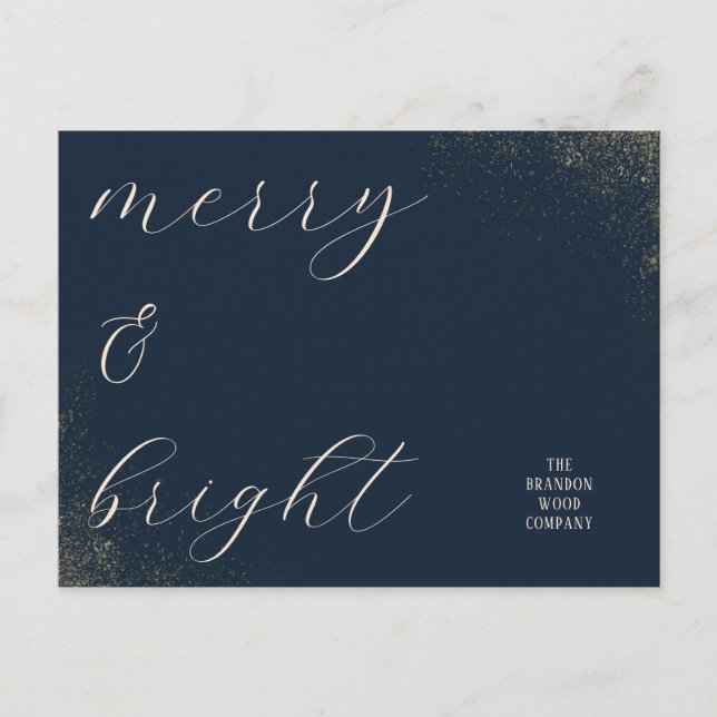 Cartão Postal De Festividades Marinho corporativo e Dourado (Frente)