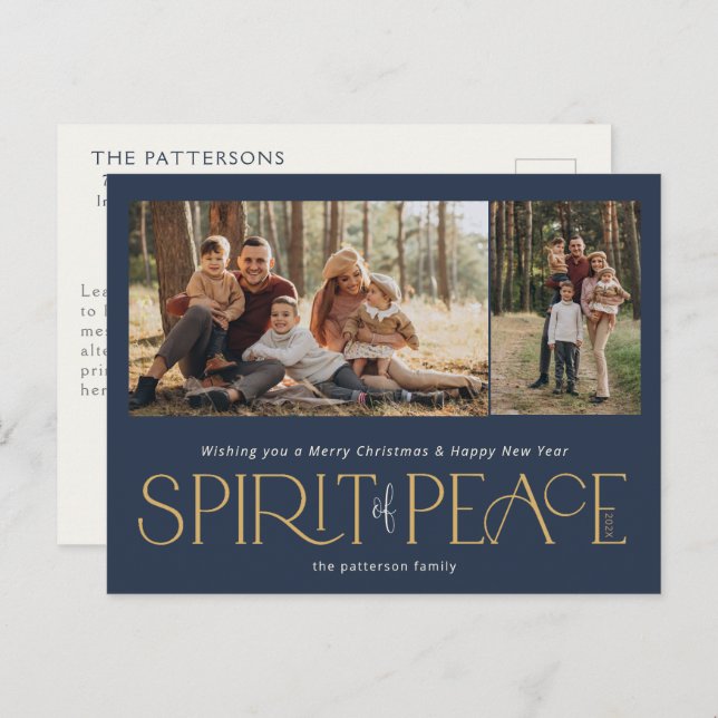 Cartão Postal De Festividades Marinho de Foto Simples de Paz Dourado (Frente/Verso)