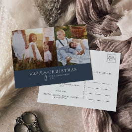 Cartão Postal De Festividades Marinho Moderno Blue Photo Colage Notícias de Nata