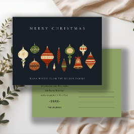 CARTÃO POSTAL DE FESTIVIDADES MARINHO PASTEL VERDE VERDE CHIRSTMAS ORNAGES