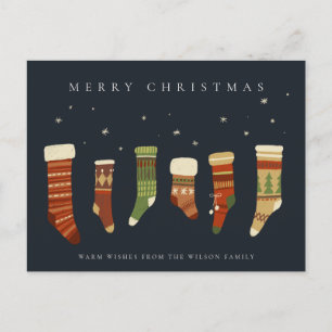 CARTÃO POSTAL DE FESTIVIDADES MARINHO PASTEL VERMELHO ESTRELA VERDE ESTOQUES