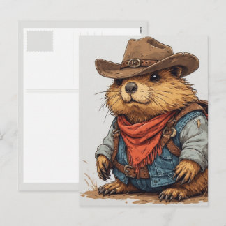 Cartão Postal De Festividades marmota cowboy