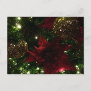 Cartão Postal De Festividades Maroon e Dourada foto de Natal Feriado