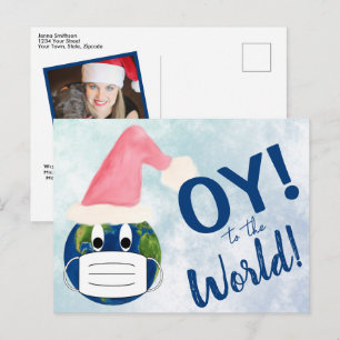 Cartão Postal De Festividades Máscara Divertida OY para o Mundo Pandemia