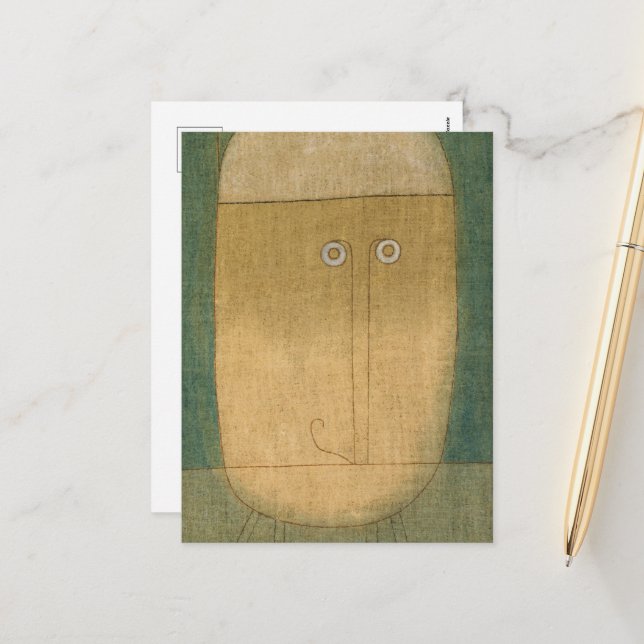 Cartão Postal De Festividades Máscara do Medo por Paul Klee (Frente/Verso In Situ)