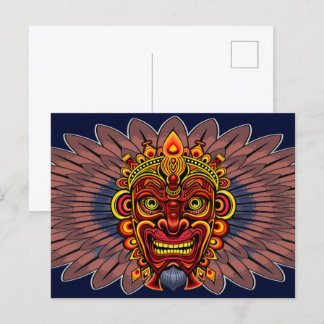 Cartão Postal De Festividades Máscara Ritual do Rei Guerreiro Tribal