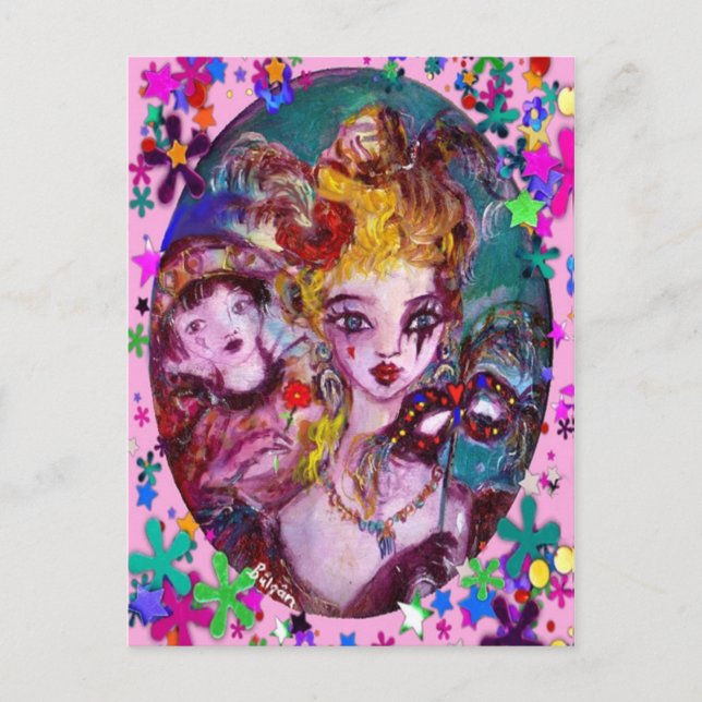 Cartão Postal De Festividades MÁSCARAS E CONFETTI DE MASCARADA VENETINA namorado (Frente)