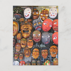 Cartão Postal De Festividades Máscaras Tradicionais Coreanas para Desempenho