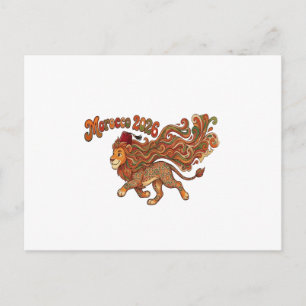 Cartão Postal De Festividades Mascote Leão Retro Marrocos 2026 - Marroquina Colo