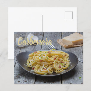 Cartão Postal De Festividades Massas de espaguete Carbonara com Bacon e Parmesão