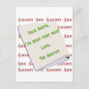 Cartão Postal De Festividades Mastiff Naughn ou Nice