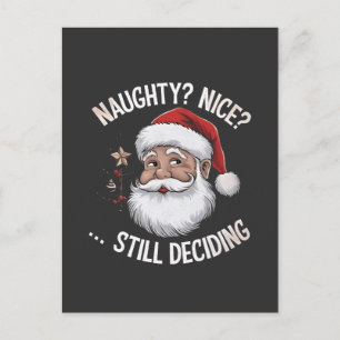 Cartão Postal De Festividades Mau? Bom? AINDA Decidindo Divertido Papai Noel