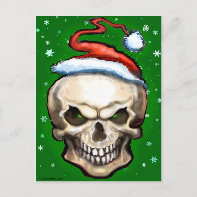 Cartão Postal De Festividades Mau Skull Natal (Frente)