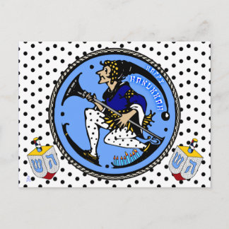 Cartão Postal De Festividades Maxfield Parrish-y Hanukkah Elf e Dreidel