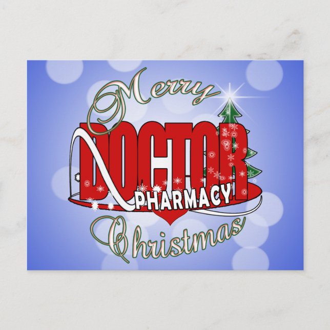 CARTÃO POSTAL DE FESTIVIDADES MÉDICO DE FARMACÊUTICA COM NATAL (Frente)