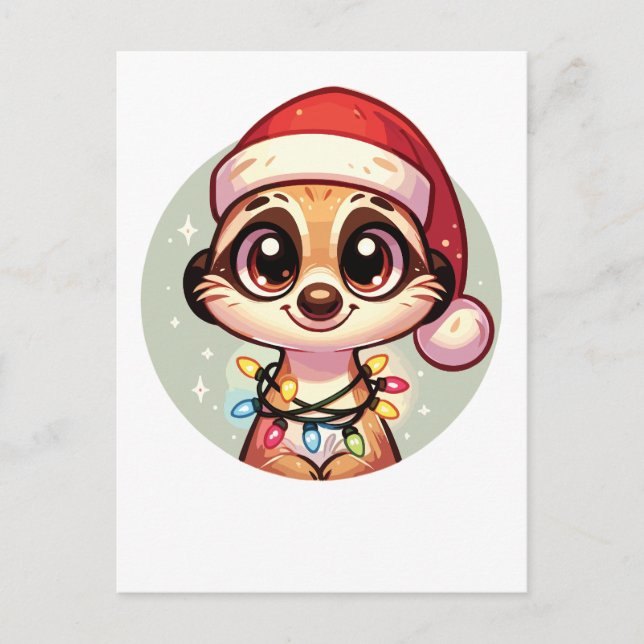Cartão Postal De Festividades Meerkat Felry Natal Animais de inverno Meerkats (Frente)