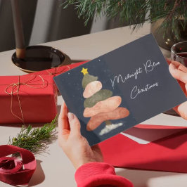 Cartão Postal De Festividades Meia-noite, Natal Azul - Árvore Elegante