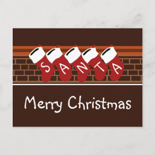 Cartão Postal De Festividades Meias De Natal De Santa Postcard De Férias