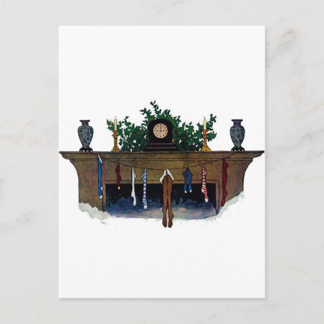 Cartão Postal De Festividades Meias natais vintages (Frente)