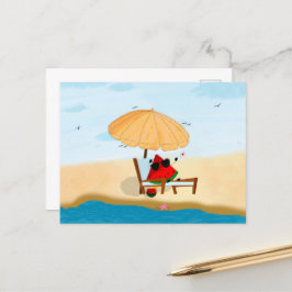 Cartão Postal De Festividades melancia praia férias de verão