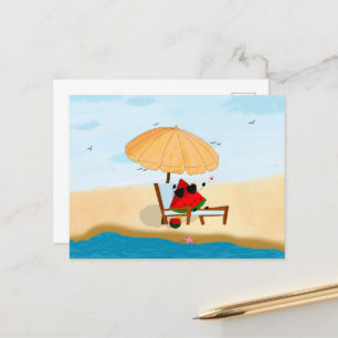 Cartão Postal De Festividades melancia praia férias de verão