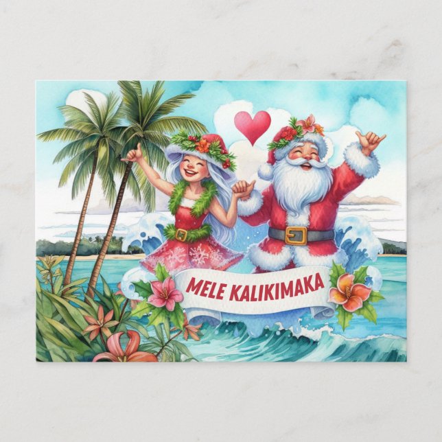 Cartão Postal De Festividades Mele Kalikimaka Do Havaí (Frente)