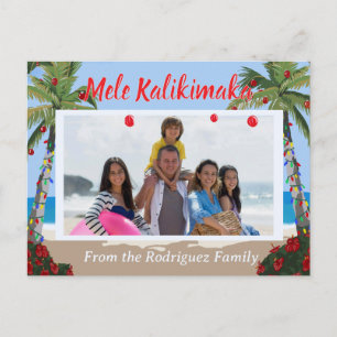Cartão Postal De Festividades Mele Kalikimaka Praia Havaiana Foto Personalizada 