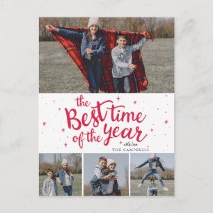 Cartão Postal De Festividades Melhor Hora do Ano da Colagem de Fotos da Tipograf