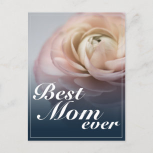 Cartão Postal De Festividades Melhor Mãe do Mundo com Grande Rosa Rosa