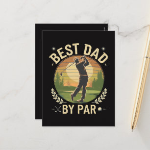 Cartão Postal De Festividades Melhor Pai Por Par Golfe Pôr do Sol Vintage