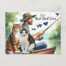 Cartão Postal De Festividades Melhor Postal de Férias de Pesca do Pai de Gato