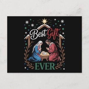 Cartão Postal De Festividades Melhor Presente de Natal Já Cena do Presépio