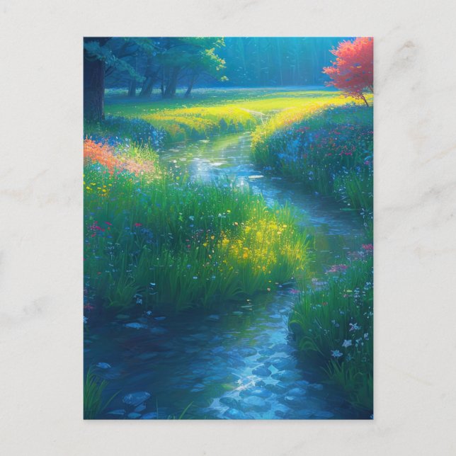 Cartão Postal De Festividades Melodia Pacífica de um Fluxo (Frente)