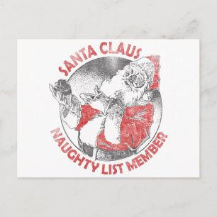 Cartão Postal De Festividades Membro impertinente da lista de Papai Noel