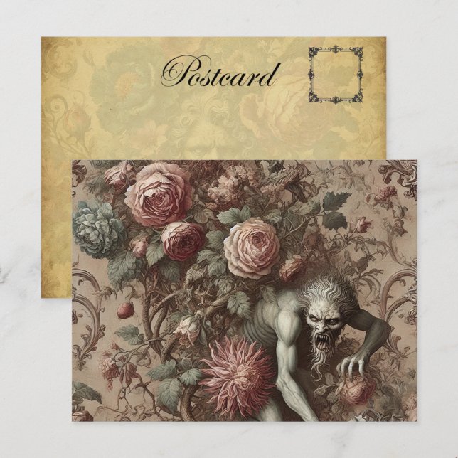 Cartão Postal De Festividades Memória Muscular - Design Floral Vitoriano Gótico (Frente/Verso)