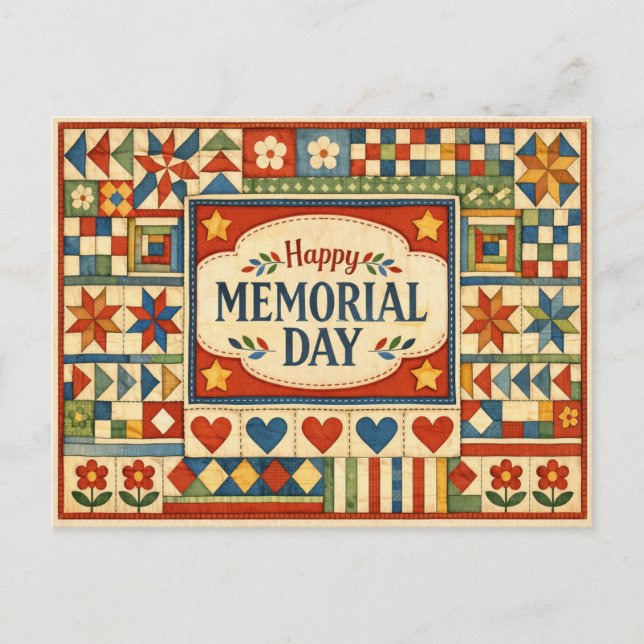 Cartão Postal De Festividades Memorial Day Patchwork Quilt  (Frente)