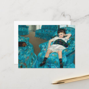 Cartão Postal De Festividades Menina em uma cadeira azul de rodas por Mary Cassa