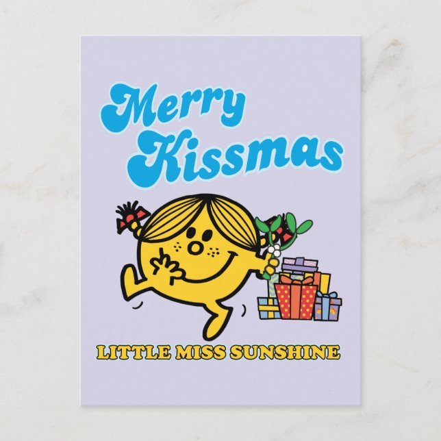 Cartão Postal De Festividades Menina Sunshine | Feliz Kissmas (Frente)