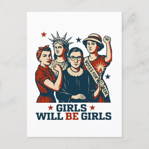 Cartão Postal De Festividades Meninas Serão Feministas Mulheres Empoderadas