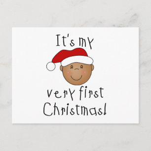 Cartão Postal De Festividades Menino Afro-Americano 1º Natal