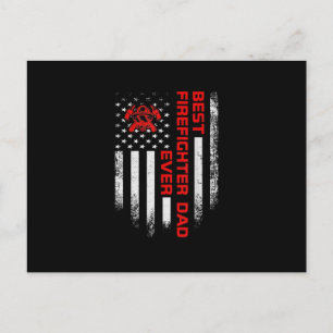 Cartão Postal De Festividades Mens Vintage EUA: Melhor Bombeiro Bandeira America