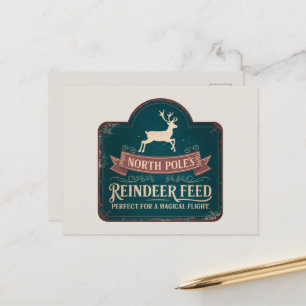 Cartão Postal De Festividades Mensagem adicional para alimentação de renas do Po