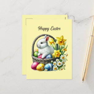 Cartão Postal De Festividades Mensagem de adição de coelho de Felz pascoa cômodo