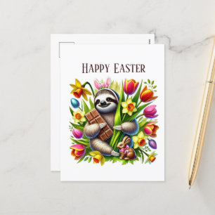 Cartão Postal De Festividades Mensagem de adição de preguiça do Felz pascoa de c