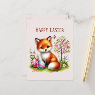 Cartão Postal De Festividades Mensagem de adição de raposa de Felz pascoa cega
