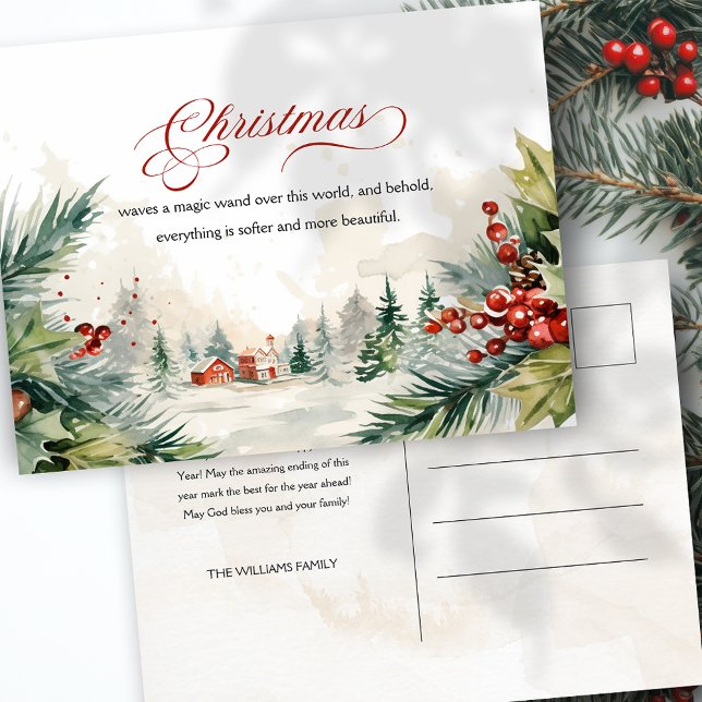 Cartão Postal De Festividades Mensagem de Natal Cena de Inverno Não Foto (Criador carregado)