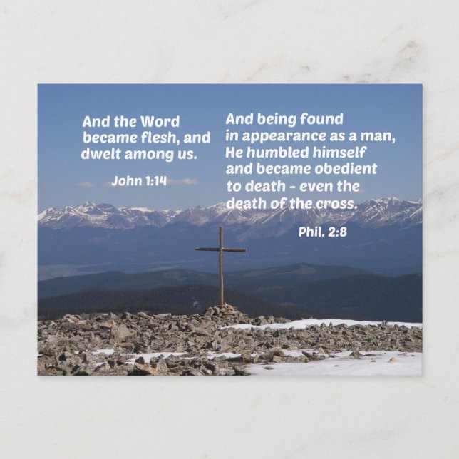 Cartão Postal De Festividades Mensagem do berço à cruz (Frente)