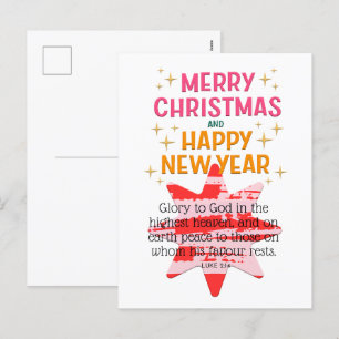 Cartão Postal De Festividades Mensagens de Natal Cristão Lucas 2:14