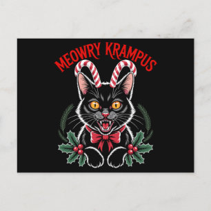 Cartão Postal De Festividades Meowry Krampus Natal Gato Preto Cana de Açúcar Nat